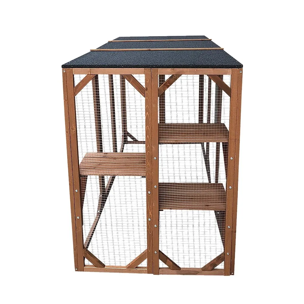 180cm Large Cat Enclosure Wooden Outdoor Cage with 3 Platforms