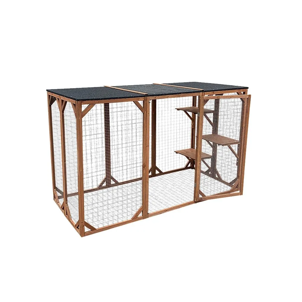 180cm Large Cat Enclosure Wooden Outdoor Cage with 3 Platforms