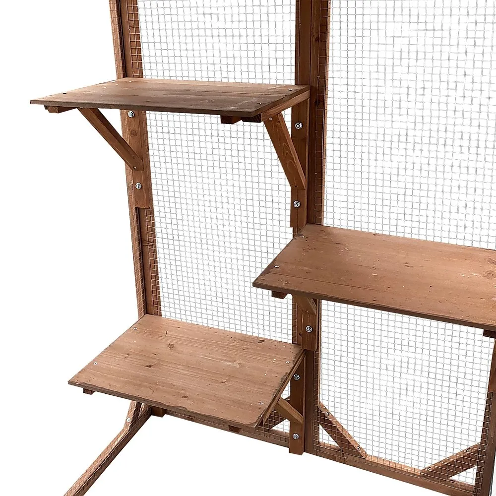 180cm Large Cat Enclosure Wooden Outdoor Cage with 3 Platforms