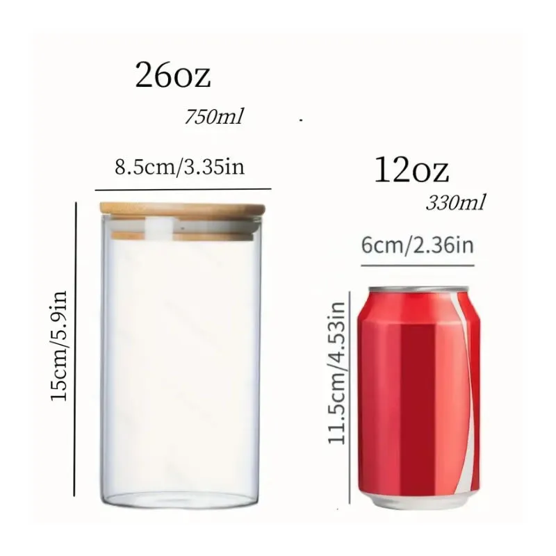 2-Piece Clear Glass Storage Jars With Leakproof Wooden Lid 1988-36