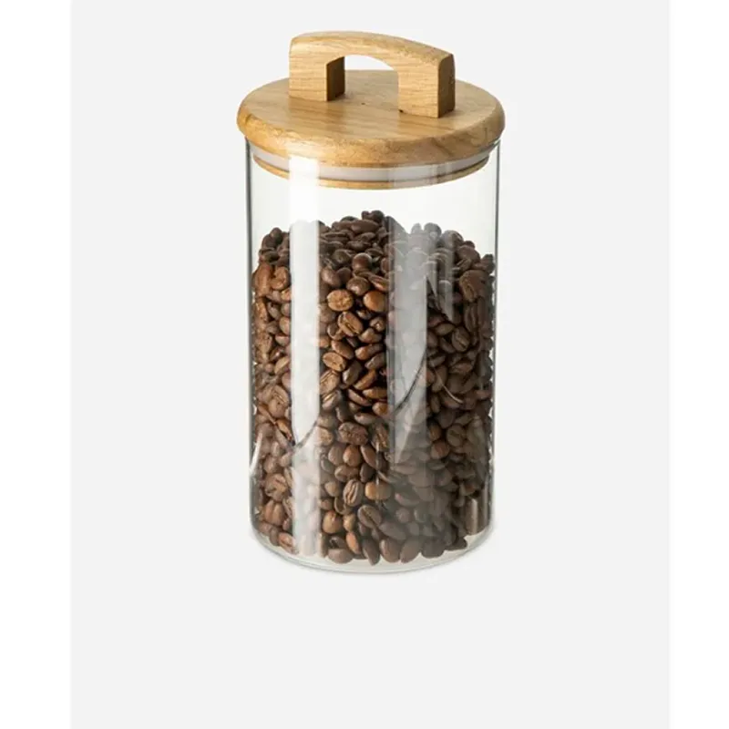 2-Piece Clear Glass Storage Jars With Leakproof Wooden Lid 1988-36