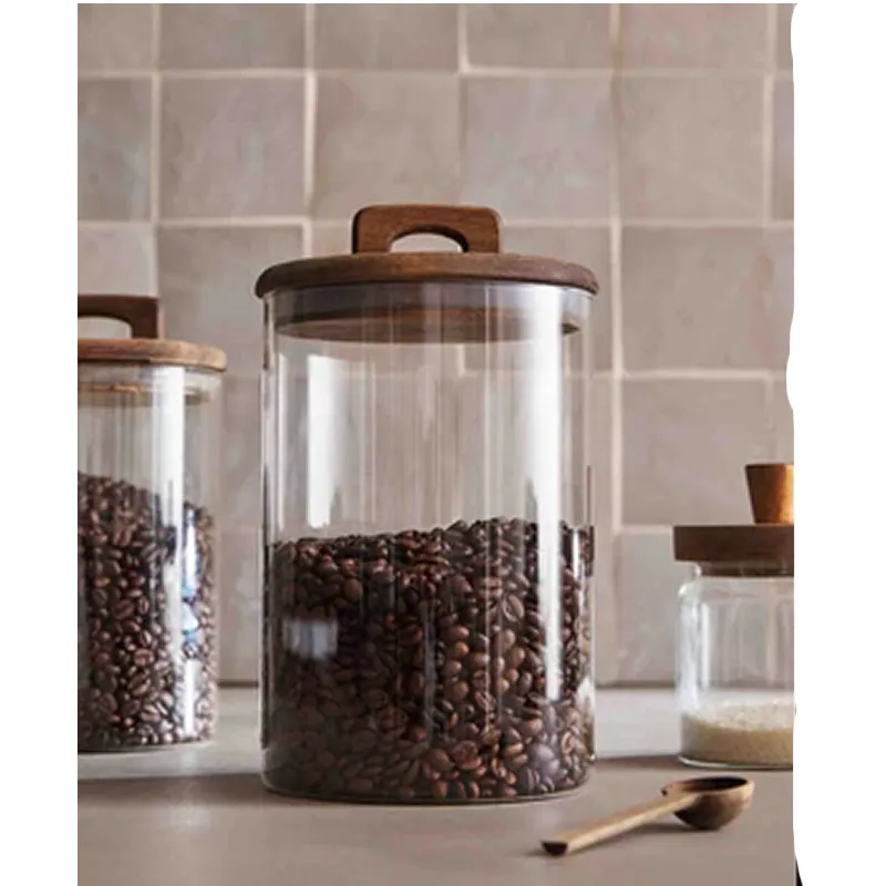 2-Piece Clear Glass Storage Jars With Leakproof Wooden Lid 1988-36