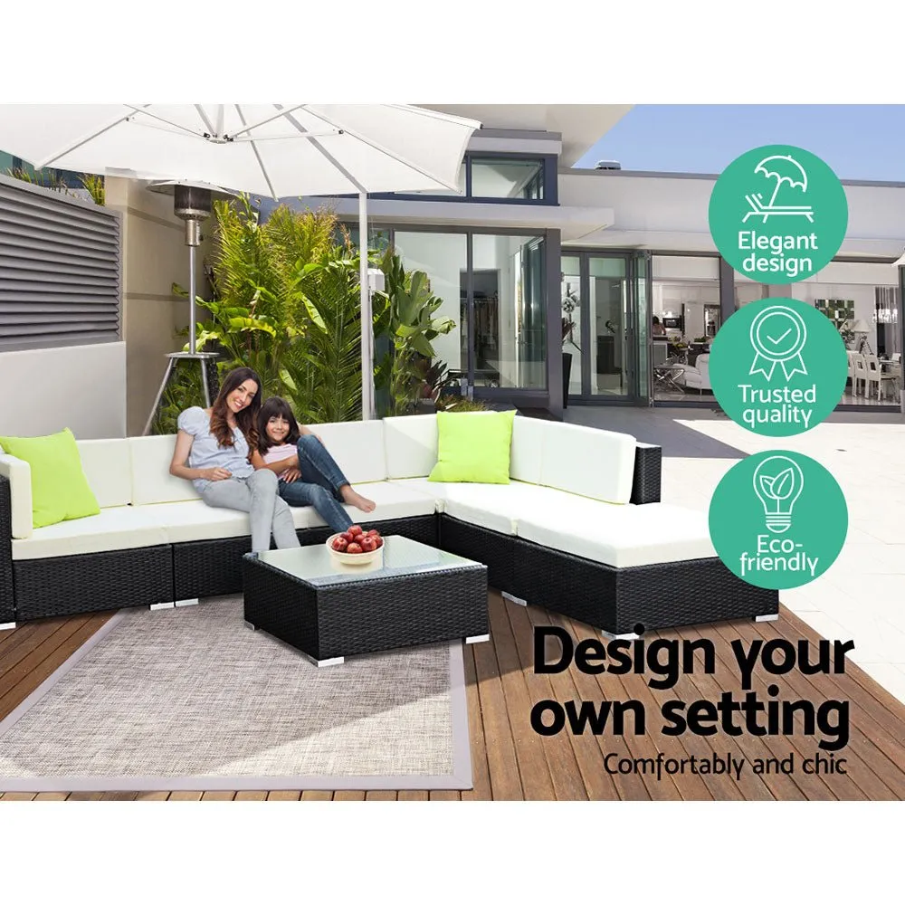 2PC Outdoor Sofa Set With White Cushions