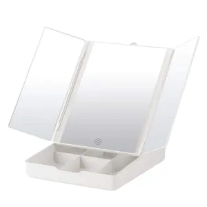 3-In-1 Foldable Led Mirror & Makeup Organizer Ab-50