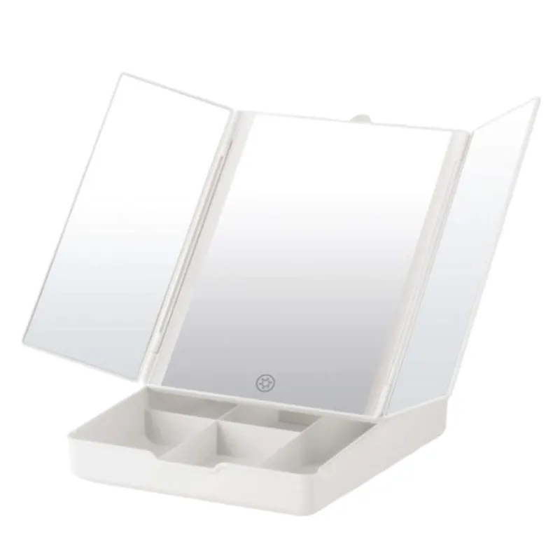 3-In-1 Foldable Led Mirror & Makeup Organizer Ab-50