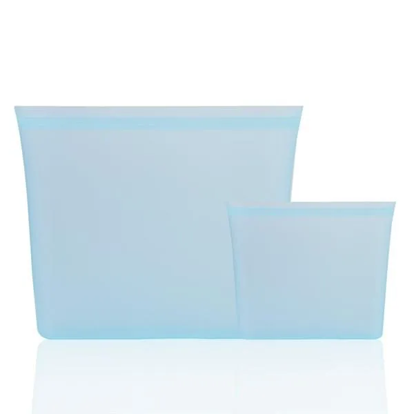 3Pcs Reusable Silicone Food Storage Containers Zip Top Leakproof