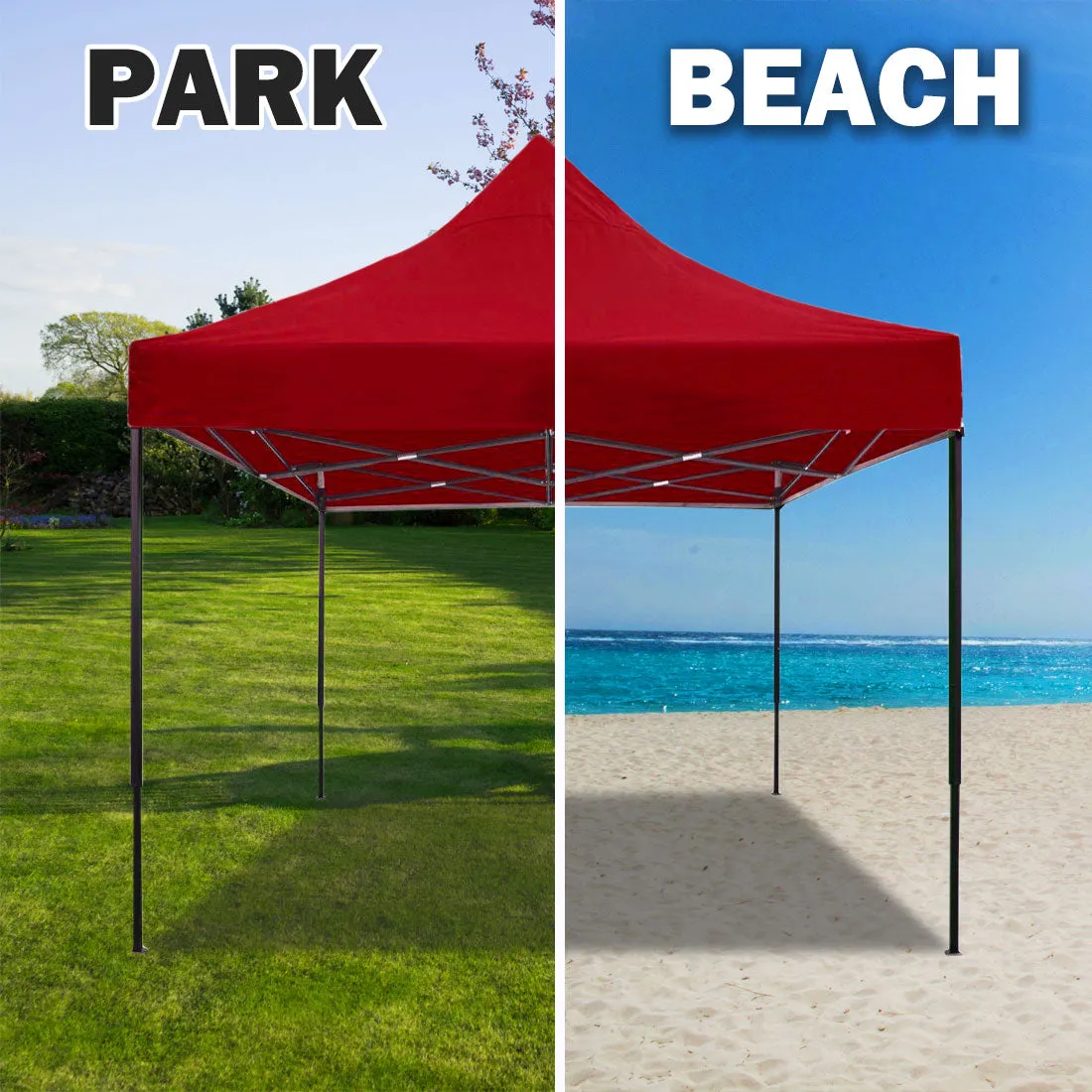 3x3m Pop-Up Gazebo | Outdoor Folding Marquee | Party Camping Market Canopy | Red