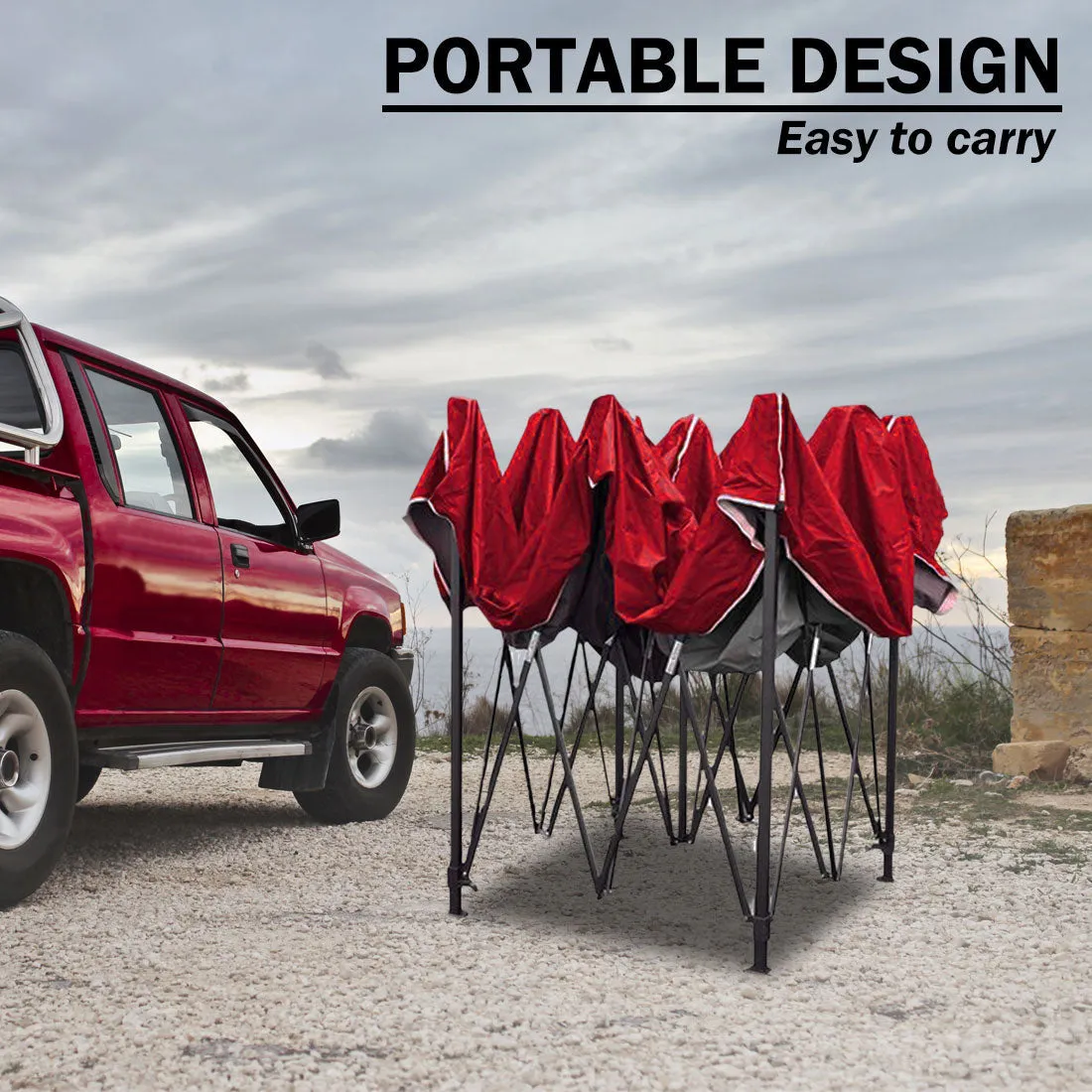 3x3m Pop-Up Gazebo | Outdoor Folding Marquee | Party Camping Market Canopy | Red