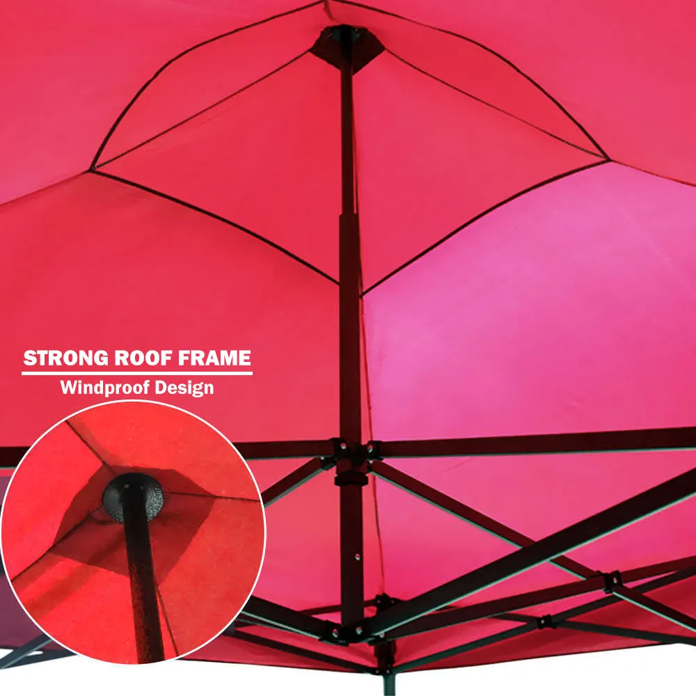 3x3m Pop-Up Gazebo | Outdoor Folding Marquee | Party Camping Market Canopy | Red