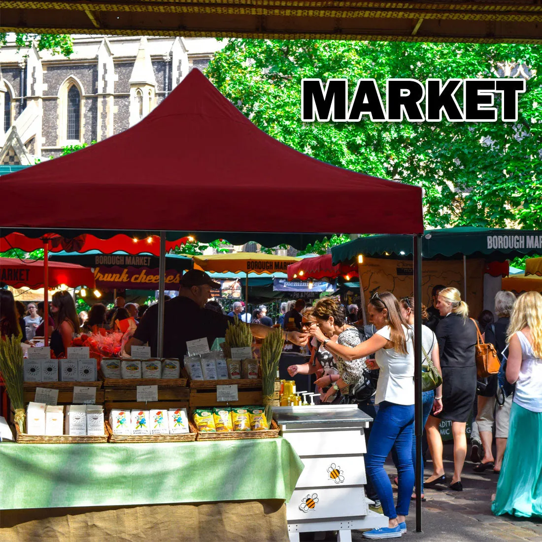 3x3m Pop-Up Gazebo | Outdoor Folding Marquee | Party Camping Market Canopy | Red