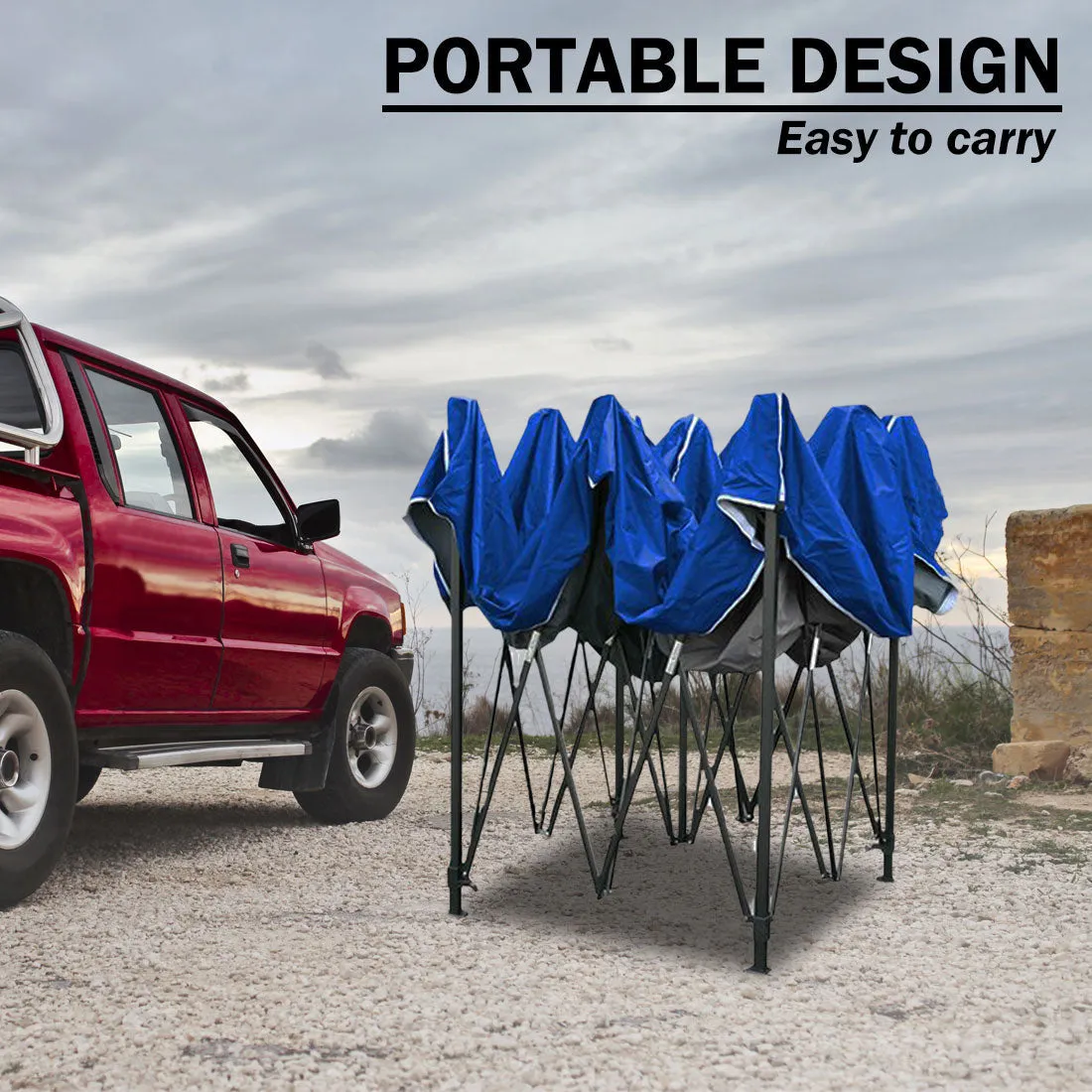 3x3m Pop-Up Gazebo | Outdoor Folding Tent | Marquee Market Canopy | Blue