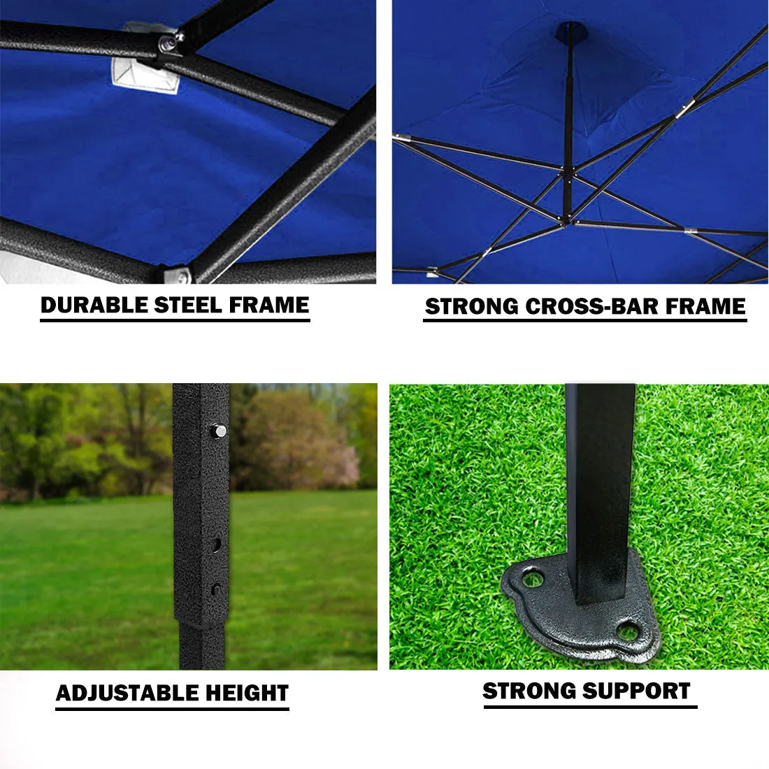 3x3m Pop-Up Gazebo | Outdoor Folding Tent | Marquee Market Canopy | Blue