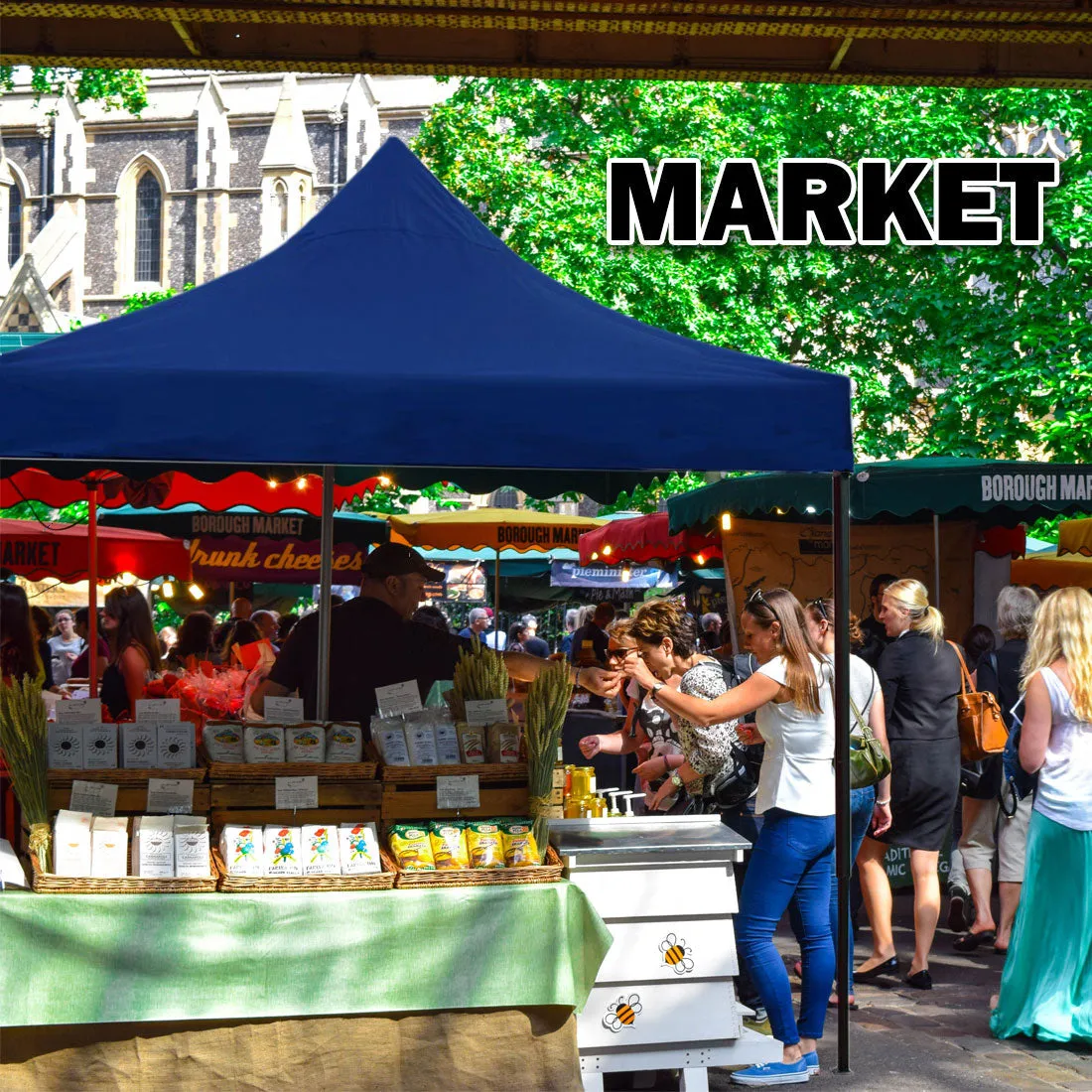 3x3m Pop-Up Gazebo | Outdoor Folding Tent | Marquee Market Canopy | Blue