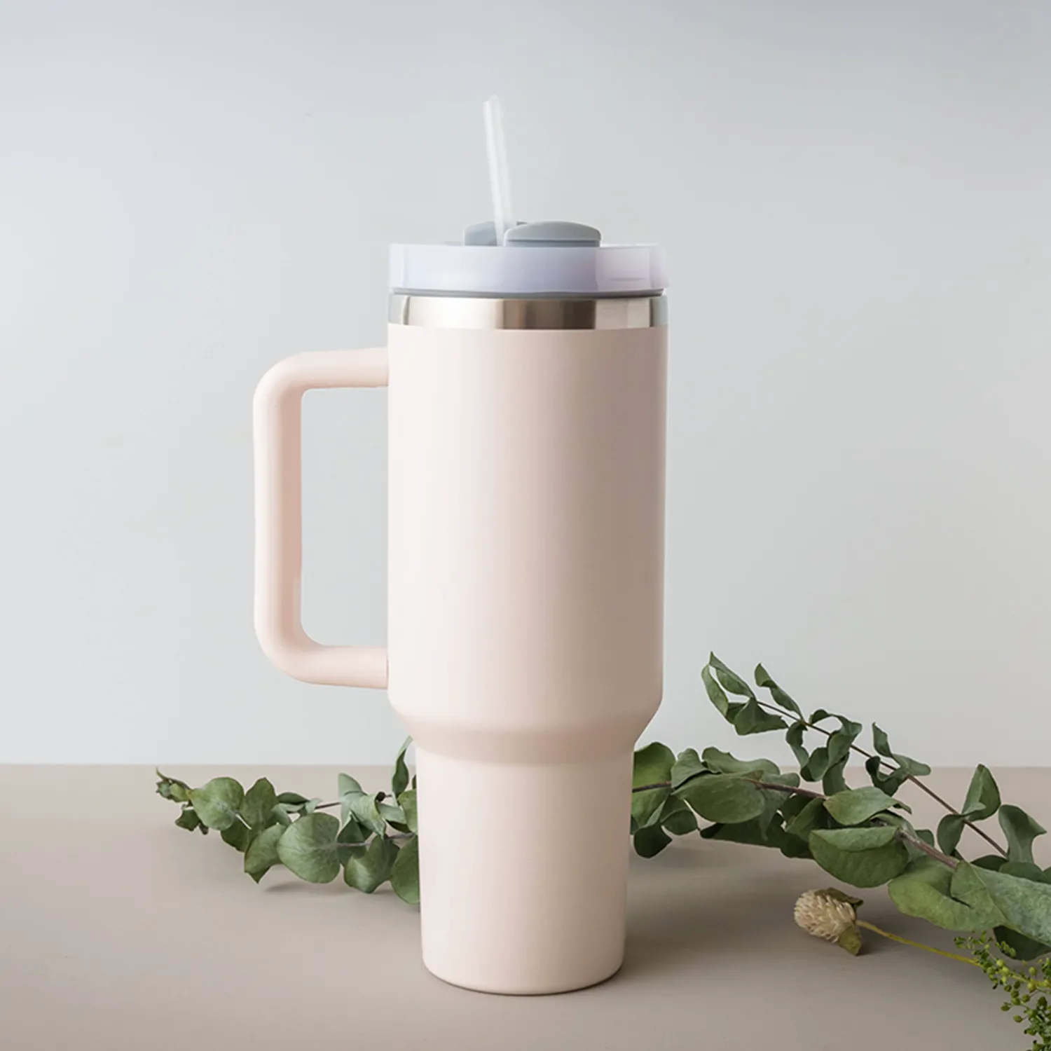40oz Stainless Steel Tumbler with Handle, Straw, and Lid - Name Design