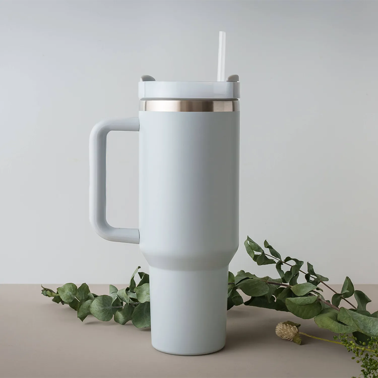 40oz Stainless Steel Tumbler with Handle, Straw, and Lid - Name Design