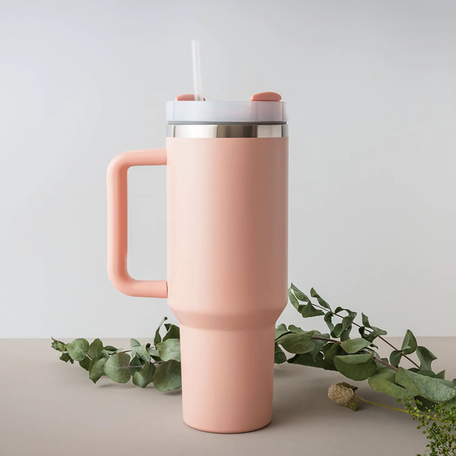 40oz Stainless Steel Tumbler with Handle, Straw, and Lid - Name Design