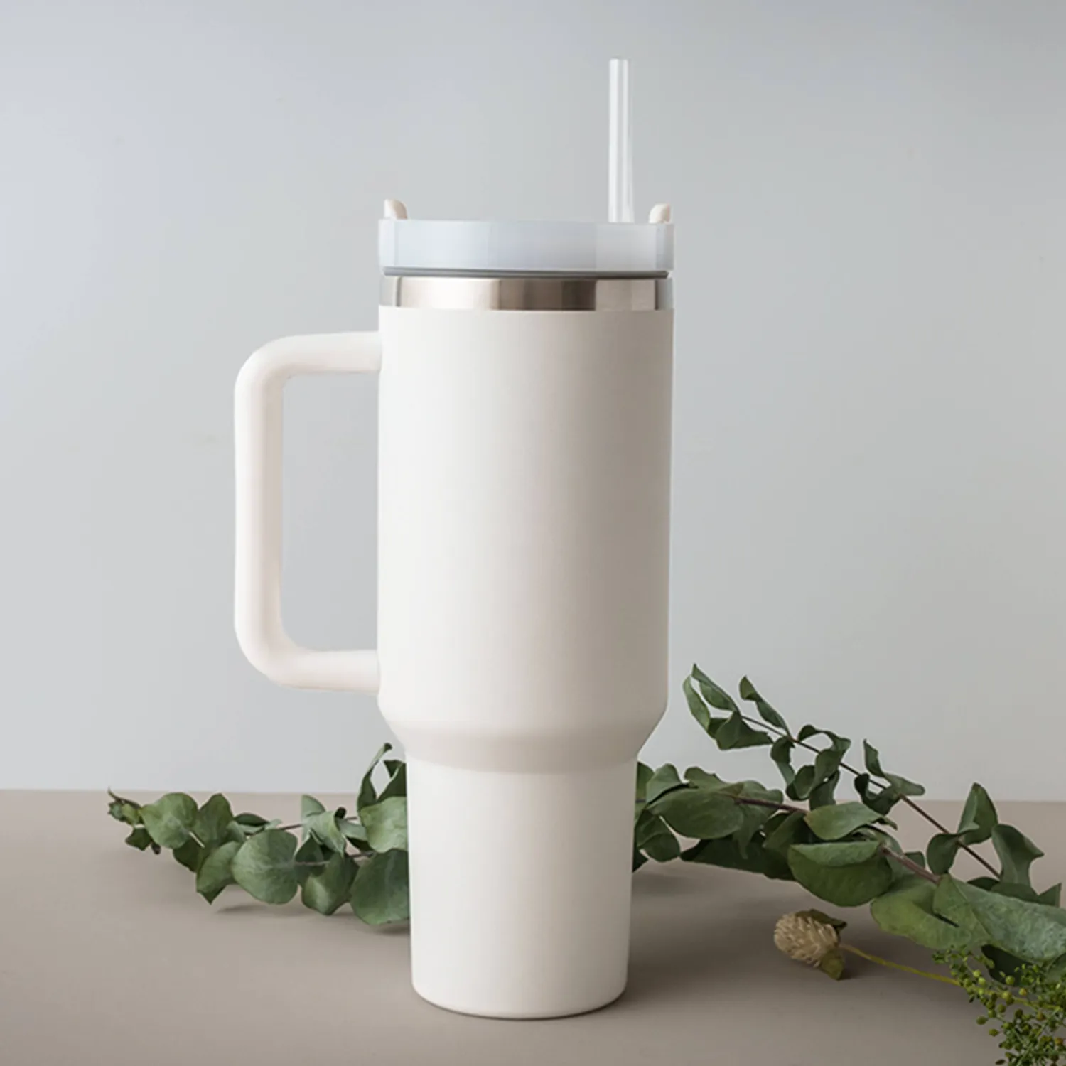40oz Stainless Steel Tumbler with Handle, Straw, and Lid - Name Design