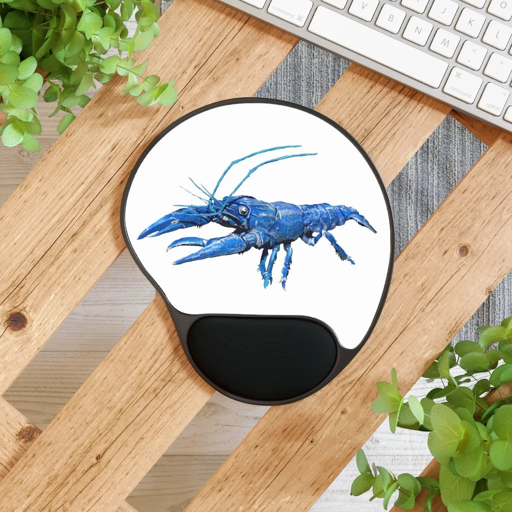 Blue Crawfish Mouse Pad With Wrist Rest