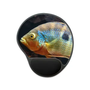 Brown and Orange Fish Mouse Pad With Wrist Rest