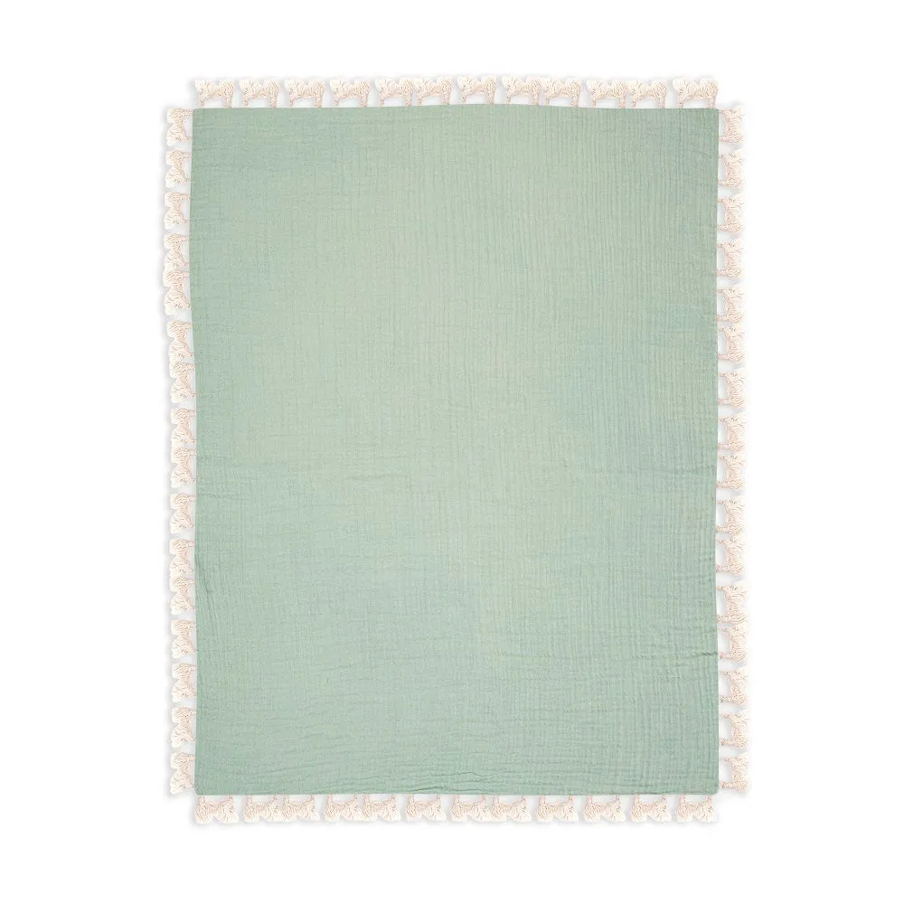 Crane Baby 6 Layer Muslin Blanket - Evergreen