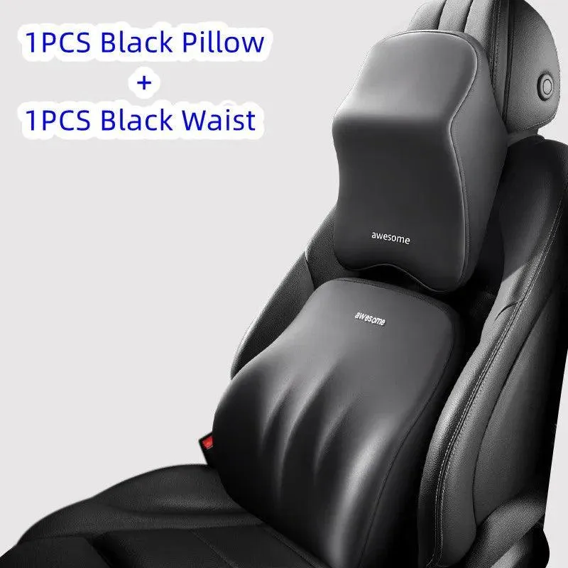 Ergonomic Memory Foam Lumbar and Neck Support Set for Ultimate Car Comfort