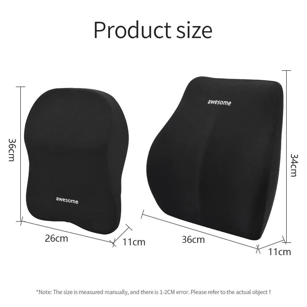 Ergonomic Memory Foam Lumbar and Neck Support Set for Ultimate Car Comfort