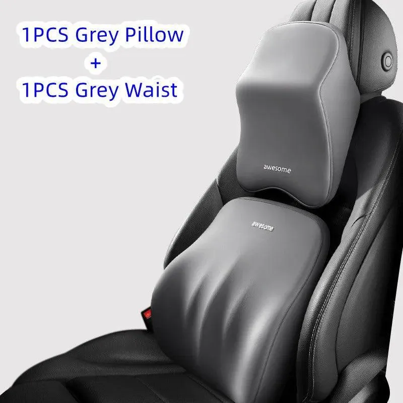 Ergonomic Memory Foam Lumbar and Neck Support Set for Ultimate Car Comfort
