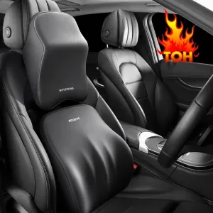 Ergonomic Memory Foam Lumbar and Neck Support Set for Ultimate Car Comfort