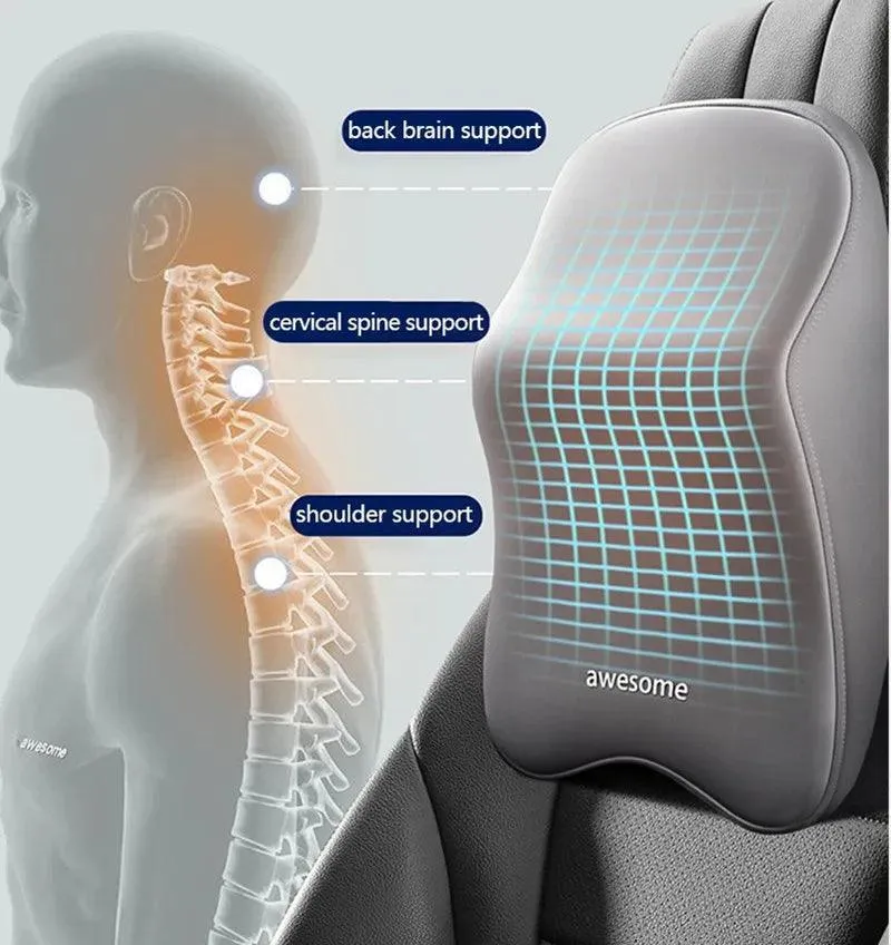 Ergonomic Memory Foam Lumbar and Neck Support Set for Ultimate Car Comfort