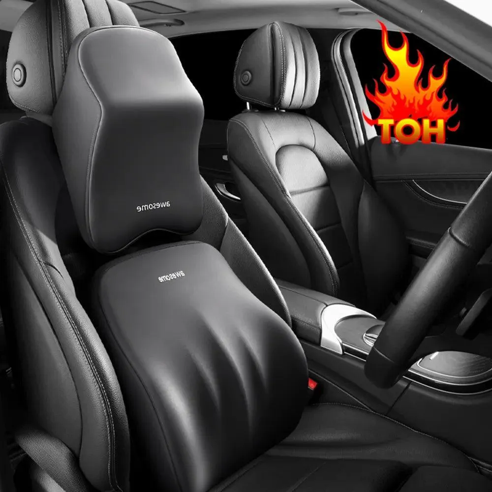 Ergonomic Memory Foam Lumbar and Neck Support Set for Ultimate Car Comfort