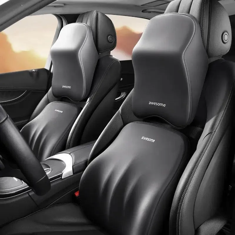 Ergonomic Memory Foam Lumbar and Neck Support Set for Ultimate Car Comfort