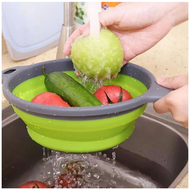 Foldable Silicone Kitchen Drain Basket Kt32122