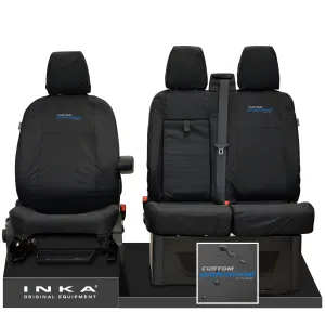 Ford Transit Custom INKA Front Set 1 2 Tailored Waterproof Seat Covers Black MY-12-23 (Choice of 7 Colours)