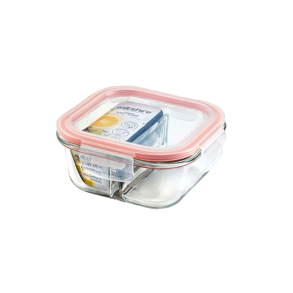 Glass Food Container Square Divided 500ml