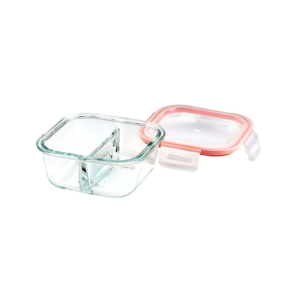 Glass Food Container Square Divided 500ml