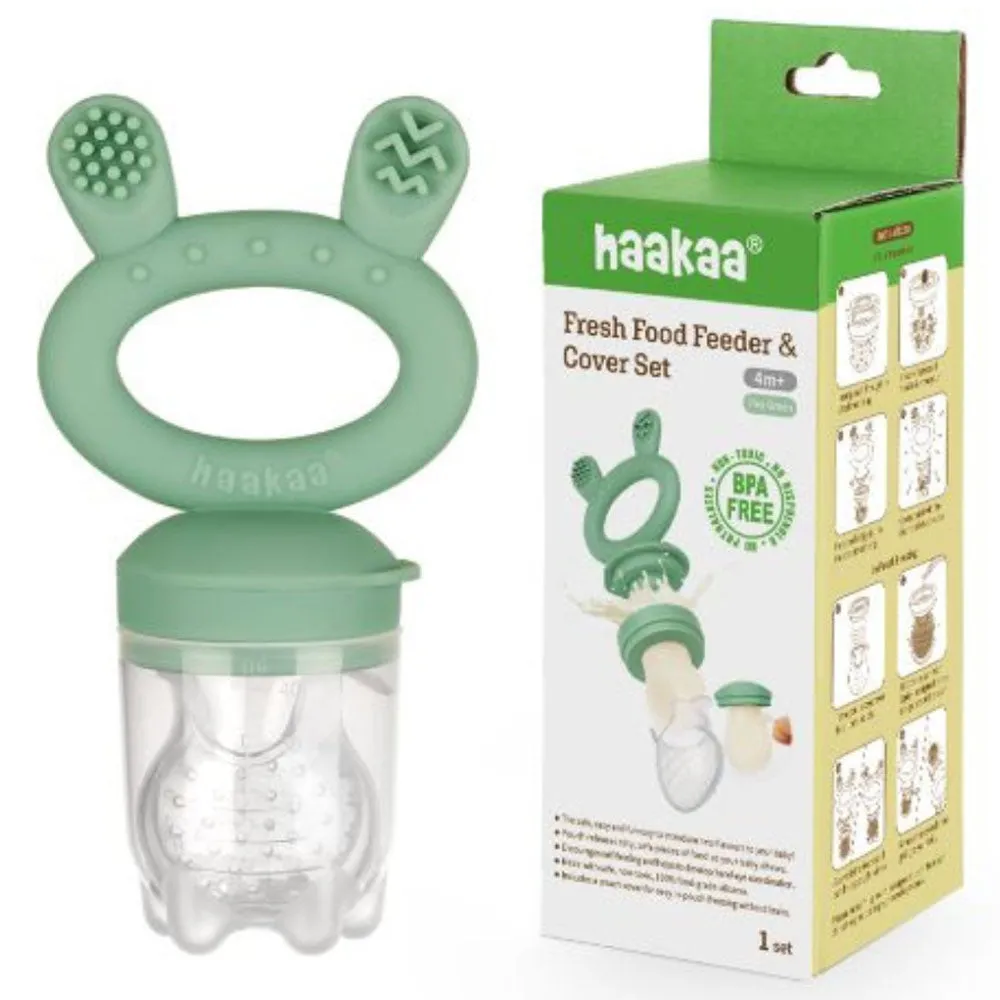 Haakaa Fresh Food Feeder & Cover Set - Pea Green