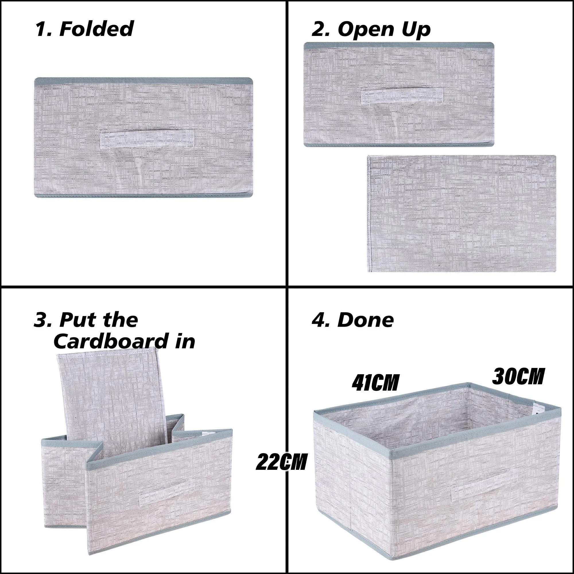 Heart Home Drawer Storage Box|Storage Bin for Clothes|Wardrobe Organizer for Books|Closet Box with Handle|Non-Woven Storage Box|Jute Printed Storage Box|Gray