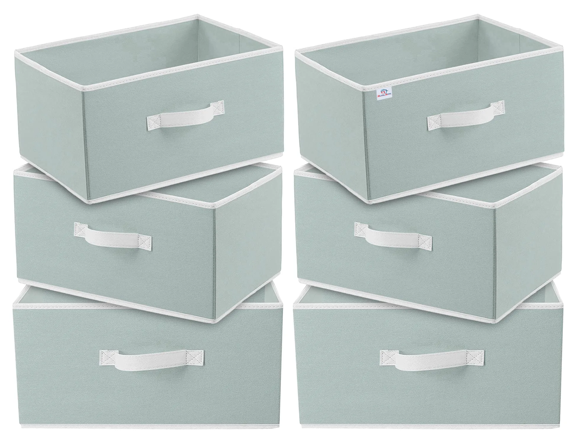 Heart Home Kuber Industries Rectangular Flodable Storage Box|Drawer Storage and Cloth Organizer|Storage Box For Toys|Storage Box Gor Clothes|Pack of 6 (Grey, Plastic)