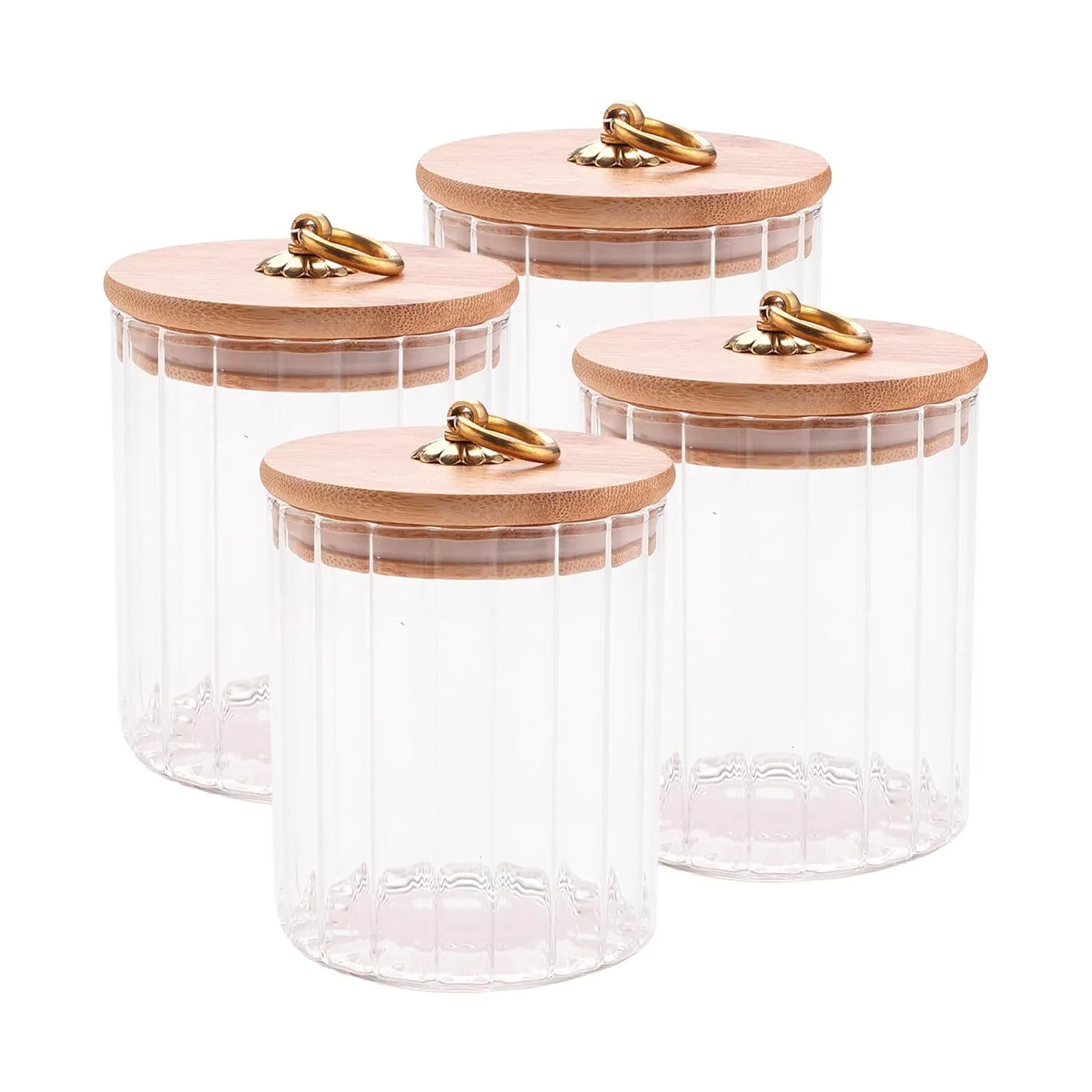 Homestic Borosilicate Glass Jar with Bamboo Lid | Kitchen Organizer Items and Storage | Multi-utility, Leakproof, Airtight Jar for Cookies, Snacks, Tea, Coffee, Sugar (530 ml) (Pack of 2)