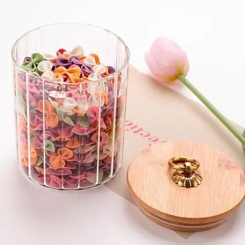 Homestic Borosilicate Glass Jar with Bamboo Lid | Kitchen Organizer Items and Storage | Multi-utility, Leakproof, Airtight Jar for Cookies, Snacks, Tea, Coffee, Sugar (530 ml) (Pack of 2)