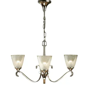 Interiors 1900 63440 Columbia Nickel 3 Light Pendant Deco Glass