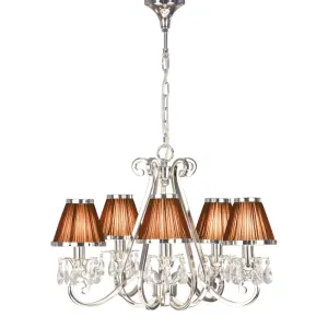 Interiors 1900 63511 Oksana Nickel 5 Light Pendant Chocolate Shades