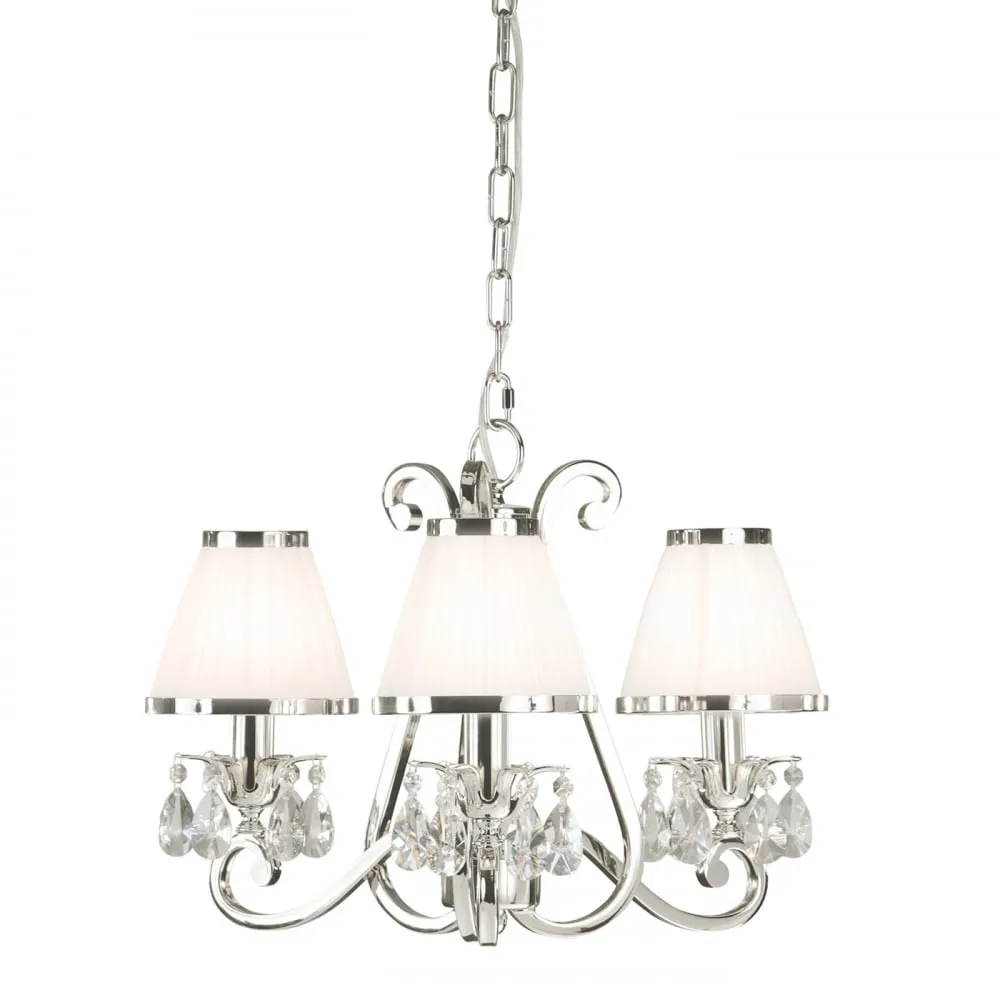 Interiors 1900 63514 Oksana Nickel 3 Light Pendant White Shades