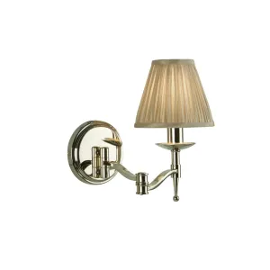 Interiors 1900 63658 Stanford Nickel Swing Arm Wall Light Beige Shade