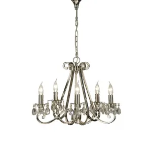 Interiors 1900 UL1P5N Oksana 5 Light Chandelier Polished Nickel Lead Crystal