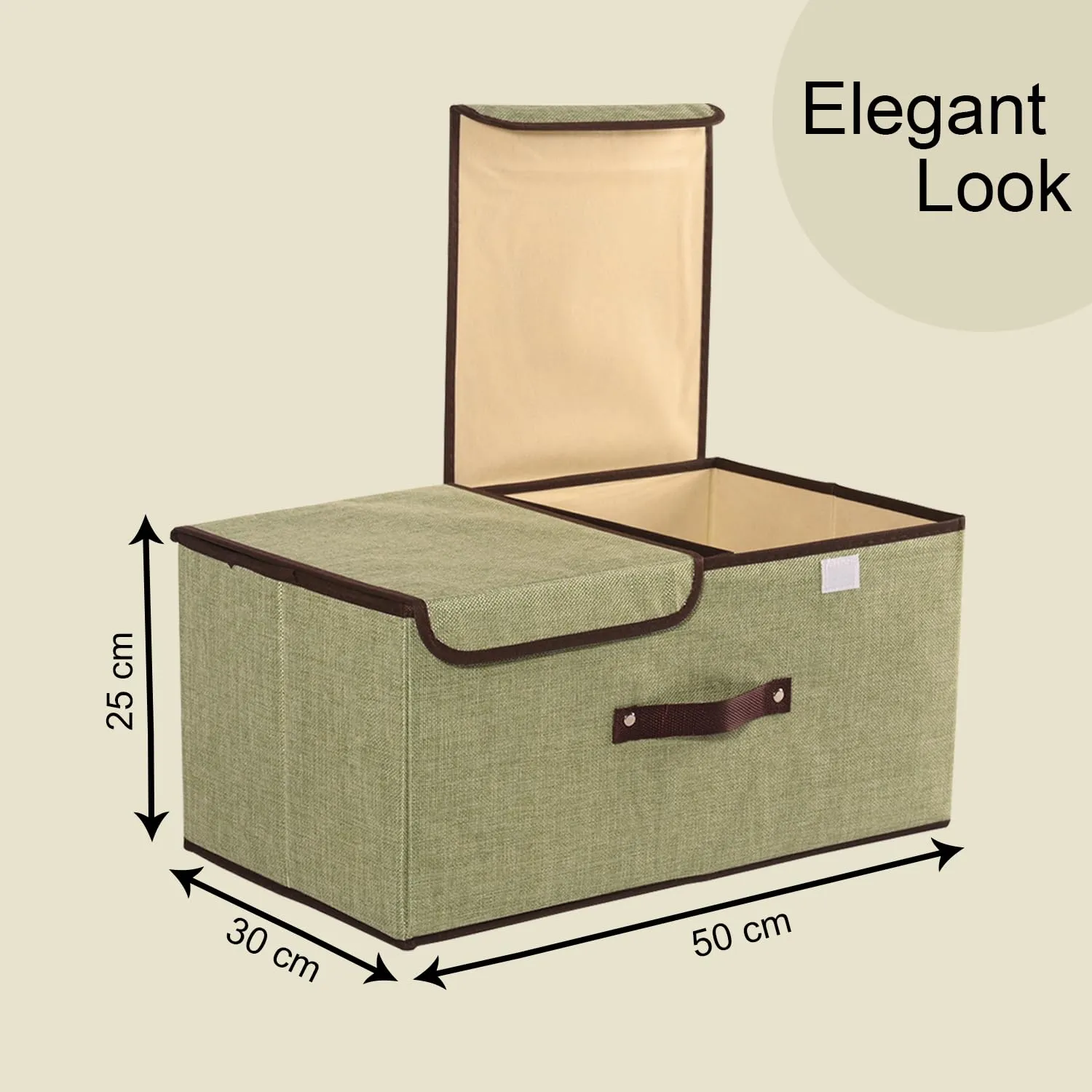Kuber Industries Foldable Storage Box | Double Lid Storage Box with Handle | Stackable Storage Box For Clothes-Toys-Books | YJA008-GRN | Green