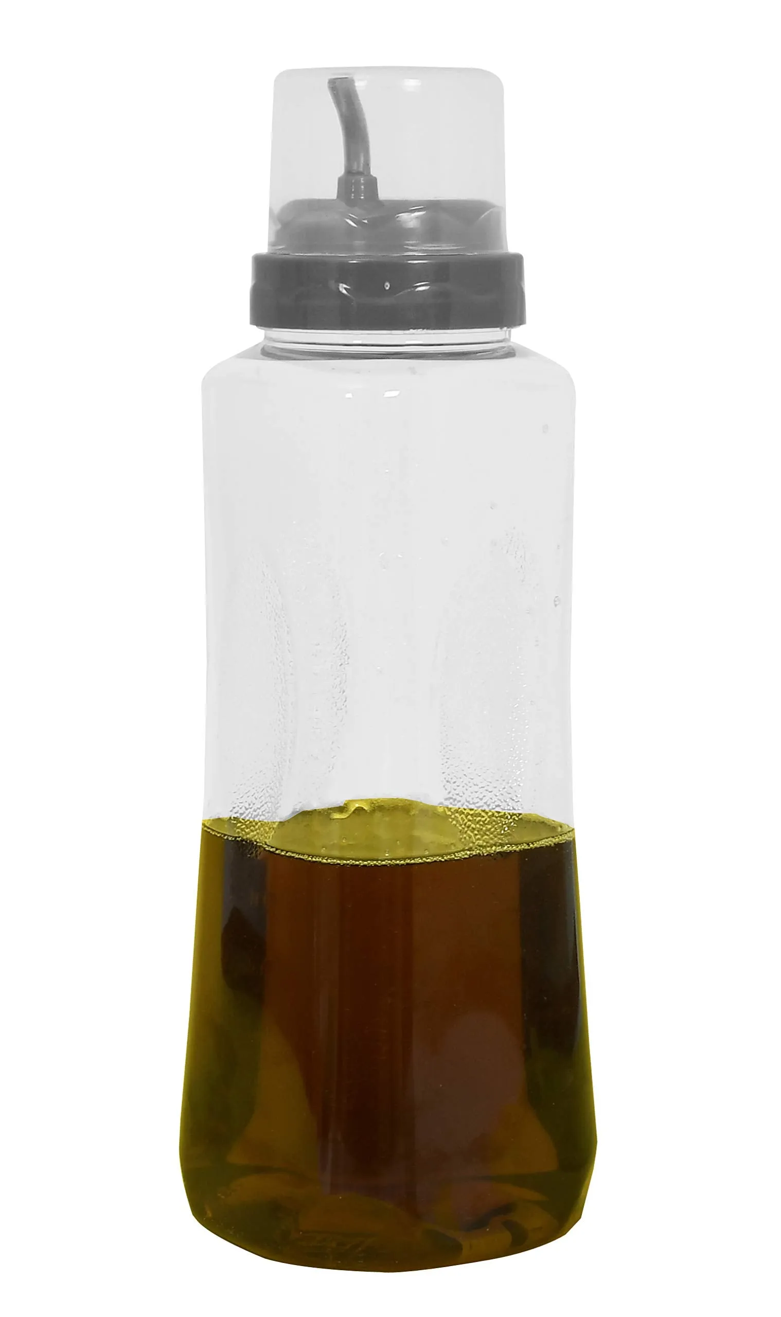 Kuber Industries Plastic Leakproof Drop Oil Bottle Olive Oil Dispenser for Kitchen Storage Container, 1 LTR (Grey)-KUBMART11123