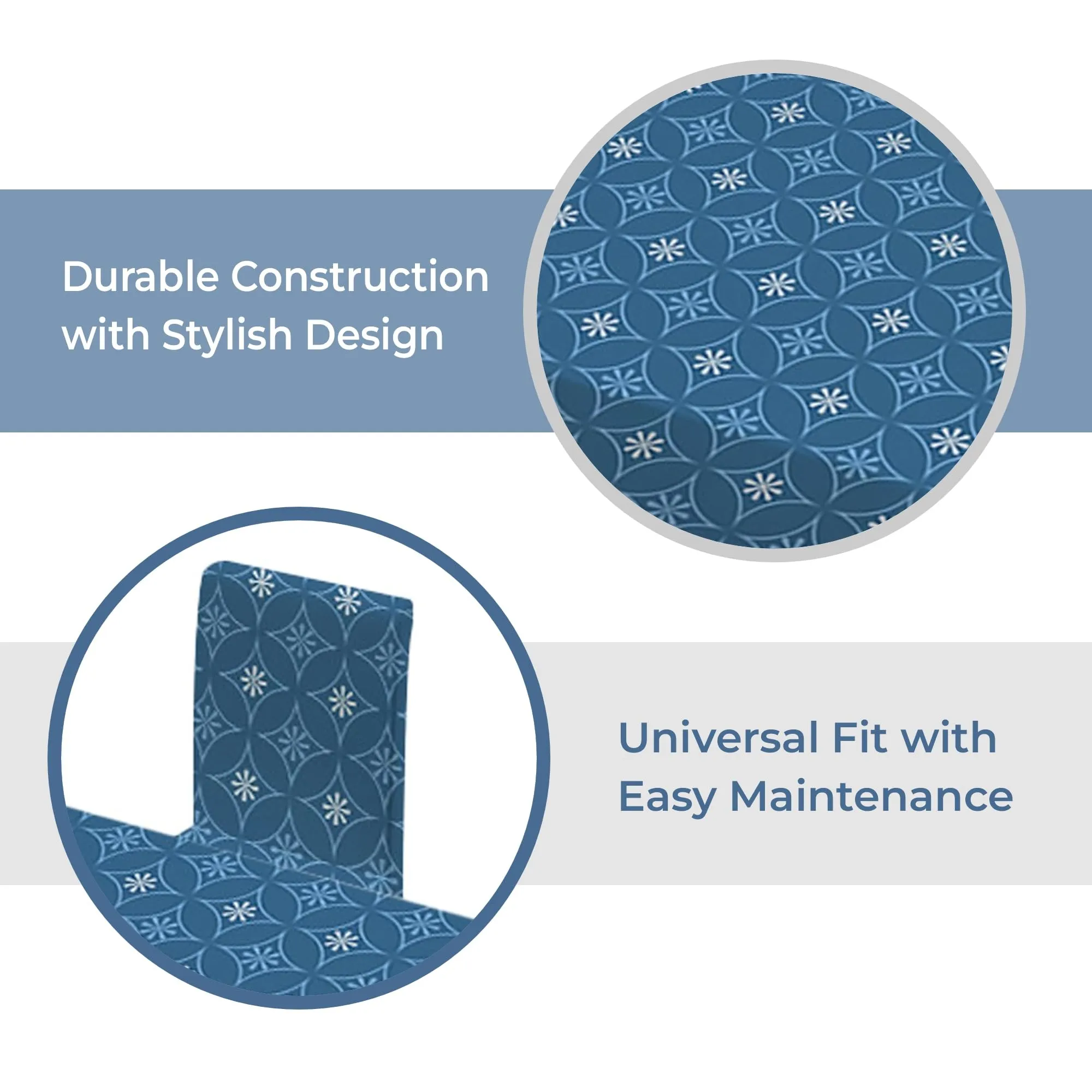 Kuber Industries Set of 5 Waterproof & Oil Repellent Dining Table Chair Cover 4 Seater Full Set | Washable & Dustproof Food Table & Seat Cover Protector Slipcover Cloth | Blue Floral