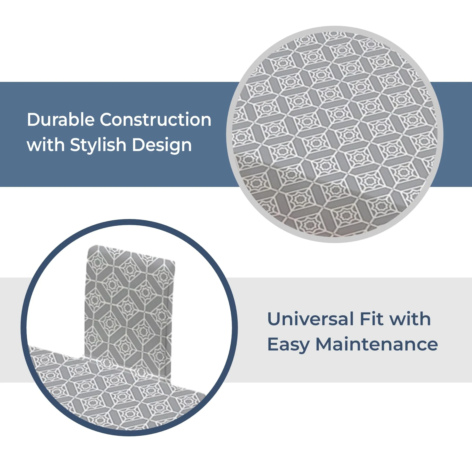 Kuber Industries Set of 5 Waterproof & Oil Repellent Dining Table Chair Cover 4 Seater Full Set | Washable & Dustproof Table & Seat Cover Protector Slipcover | Trellis Pattern Grey