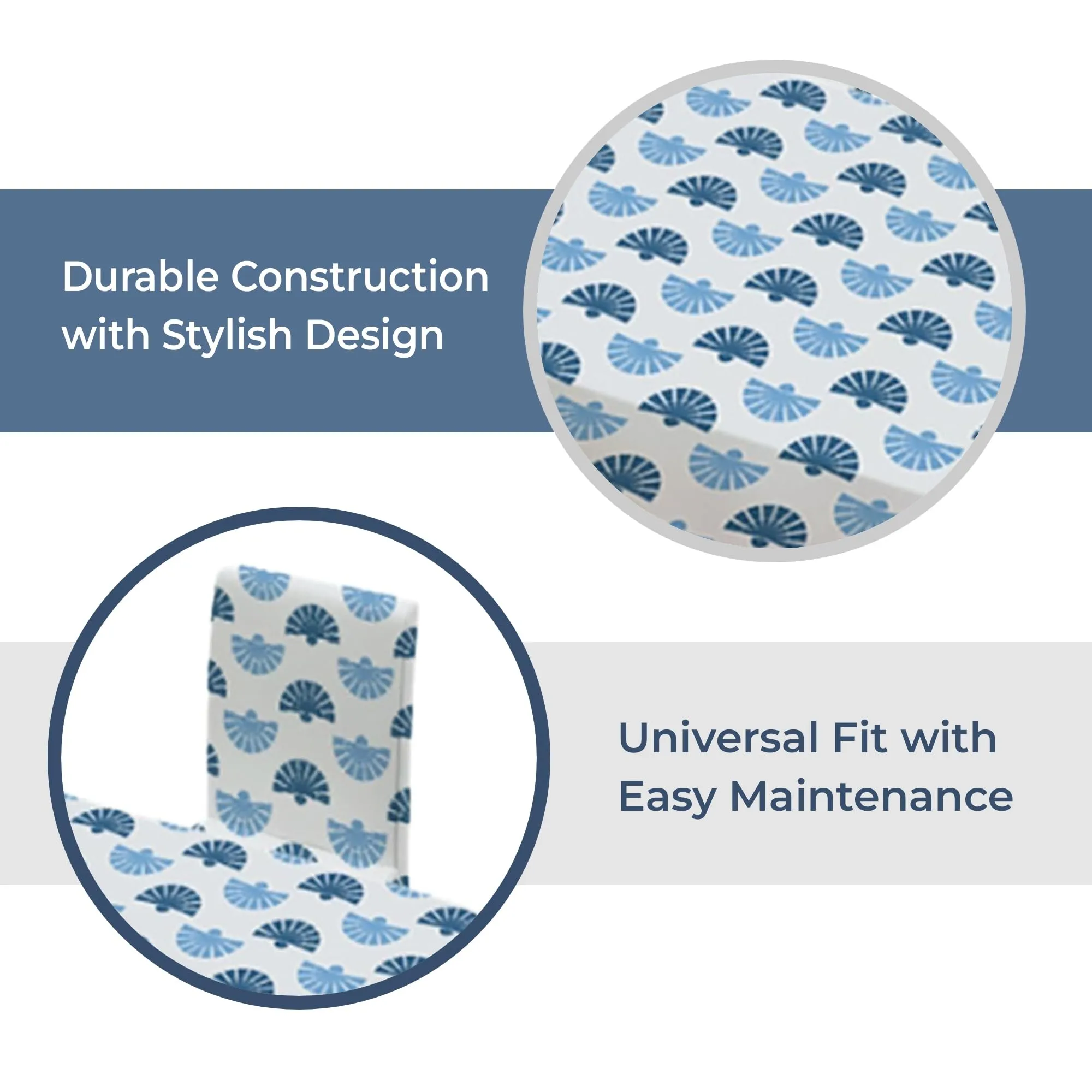 Kuber Industries Set of 7 Waterproof & Oil Repellent Dining Table Chair Cover 6 Seater Full Set | Washable & Dustproof Table & Seat Cover Protector Slipcover | Floral Leaf Pattern Blue